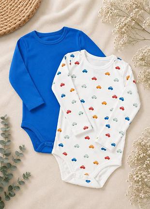 Боді з довгим рукавом h&m 2-4міс. на плечі кнопка. (синій)