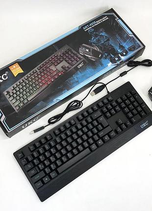Клавиатура+мышка ukc с led подсветкой от usb m-710, клавиатура игровая с подсветкой dm-277 и мышкой top shop