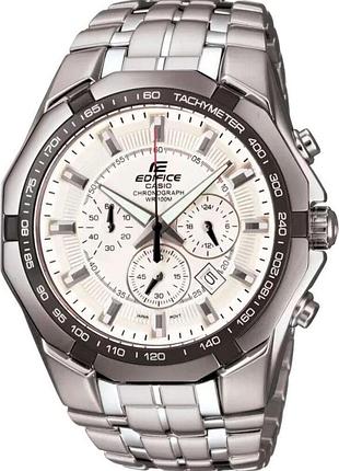 Мужские часы casio edifice ef-540d-7a стальной корпус водозащита 100 м белый циферблат