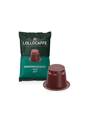 Кава в капсулах lollo caffè decaffeinato — 100 капсул без кофеїну, сумісні з nespresso original