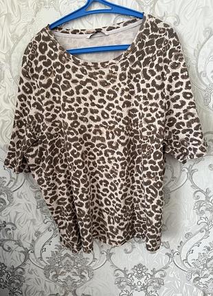 Леопардова футболка oversize, батал, великий розмір