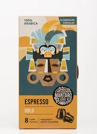 Кофе в капсулах mantaro espresso gold - 10 капсул, сумісні з кавомашинами nespresso