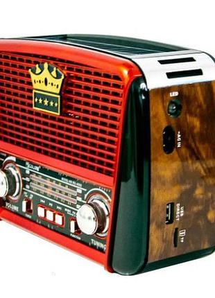 Радіоприймач golon rx-455s usb акумулятор сонячна панель всехвильовий радіо приймач червоний з деревом
