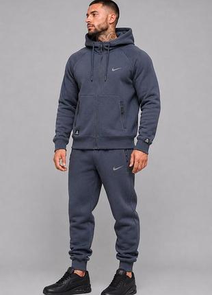 Чоловічий зимовий спортивний костюм nike acg графіт теплий трьохнитка на байці 350 г туреччина