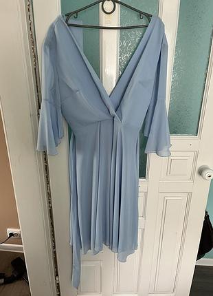 Легка шифонова сукня на запах, р. 48-50 (l-xl), ніжно-блакитна