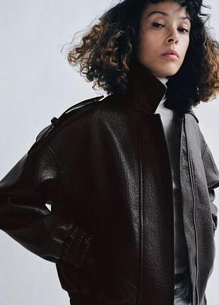 Бомбер зі штучної шкіри zw collection zara, куртка zara