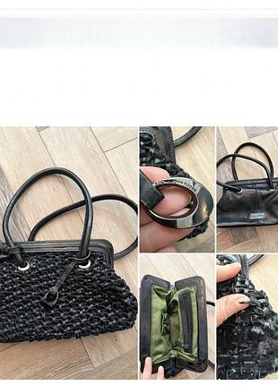 Кожаная винтажная с текстурным переплетением сумочка 👜