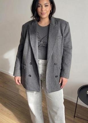 Сіре жіноче пальто жакет divided h&m розмір xxl