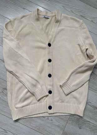 Кремовий в'язаний кардиган zara, розмір l