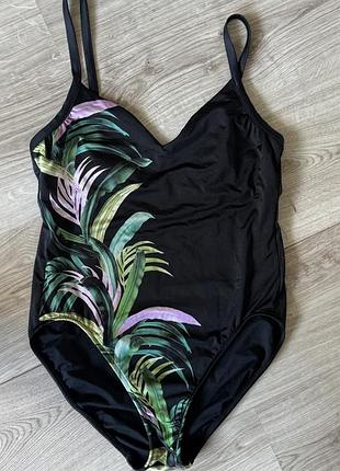 Суцільний купальник seafolly чорний з яскравим принтом