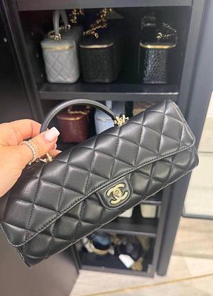 Сумка клатч прямокутна чорна маленька chanel