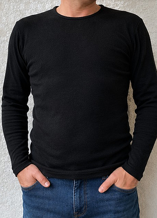 Мужской джемпер smog slim fit l черный базовый свитер лонгслив