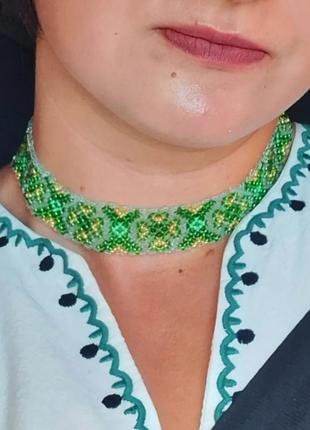 Изумрудная ажурная силянка-чокер💚