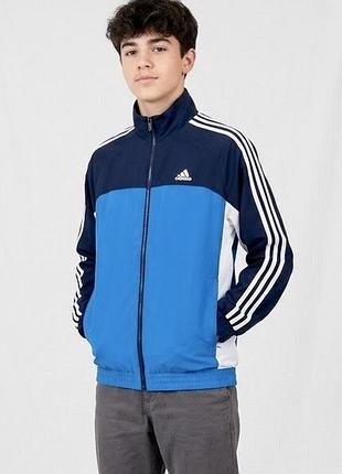 Стильна та практична спортивна олімпійка/вітровка синя оригінальна adidas , підліткова/чоловіча