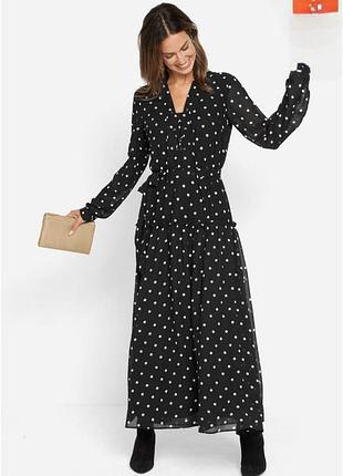 Шикарное в горох с шнуровкой платье 👗