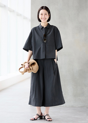 Стильный костюм uniqlo кюлоты + рубашка