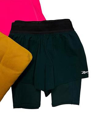 Reebok жіночі спортивні подвійні зелені шорти оригінал
