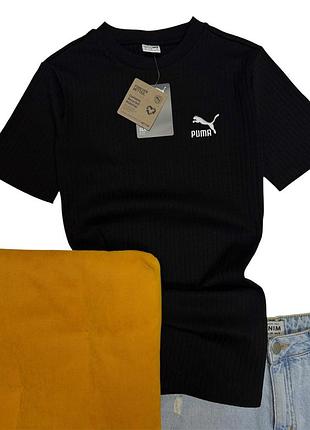 Puma жіноча чорна повсякденна спортивна футболка в рубчик оригінал