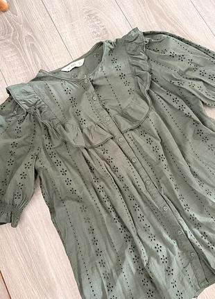 Оливкова блуза з прошви 100% котон l–xl