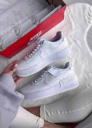 Шкіряні кросівки nike air force shadow " triple white "