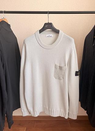 Свитер stone island knitted crew neck pocket wool sweater