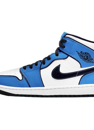 Кросівки jordan 1 mid patent signal blue