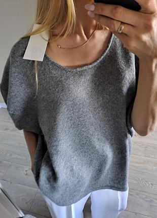 Свитер с коротким рукавом, теплый джемпер кофта zara, размер оверсайз