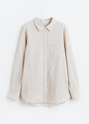 Бежевая рубашка с льном от h&amp;m