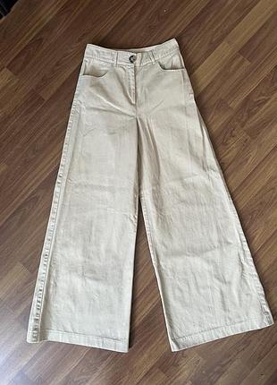 Жіночі бежеві штани палаццо. zara, xs, бавовна