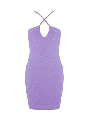 Сиреневое мини-платье miss selfridge на бретелях / фактурное облегающее короткое платье с перекрестными бретелями