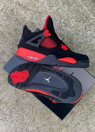 👟 кросівки     air jordan retro 4 red thunder black red    / наложка bs👟
