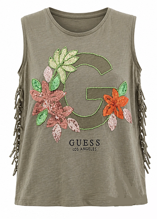 Оливкова (хакі) безрукавка guess los angeles, м’який 100% бавовняний матеріал, зручний крій.