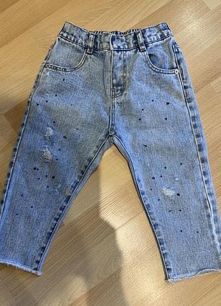 Брендовые современные джинсы zara, в состоянии новых, на 1,5-3 года