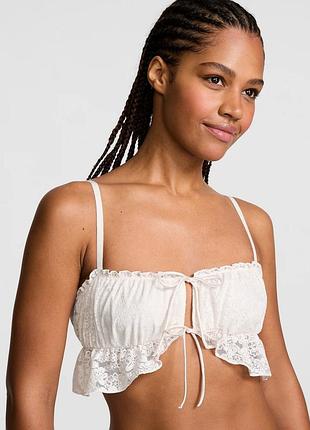 Мереживний бралет victoria's secret pink із зав'язками спереду