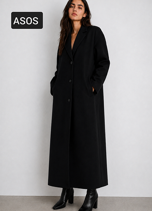 Пальто женское длинное черное прямого кроя от бренда asos xxxl