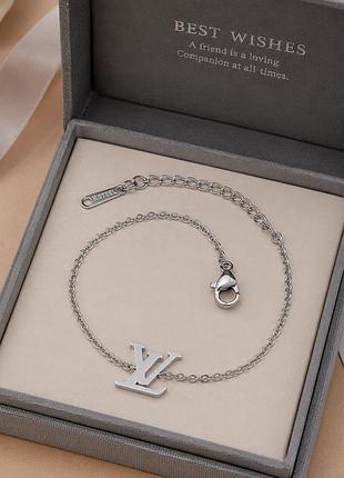 Браслет жіночий із підвіскою lv, регульований ,stainless steel