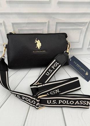 Женская маленькая сумочка кроссбоди us polo assn черная