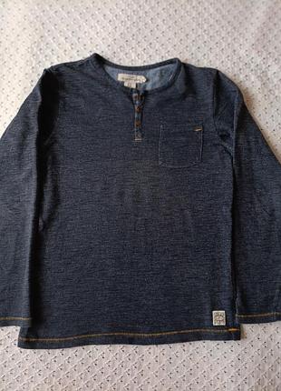 Подростковый лонгслив h&amp;m (l.o.g.g.) с пуговицами (хенли) из хлопка двунитка плотный реглан демисезонный