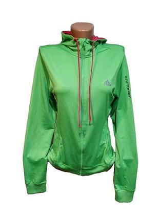 ​оригінальна тонка бігова кофта adidas supernova з капюшоном зелена розмір s