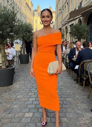 Помаранчева сукня футляр на одне плече від zara s