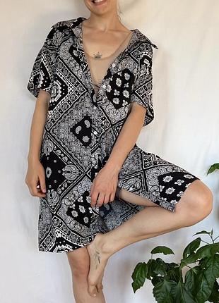 Shein curve — сорочка-сукня oversize з принтом bandana т2