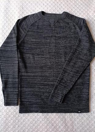 Темно-серый мужской джемпер jack &amp; jones (core) из хлопка демисезонный пуловер кофта