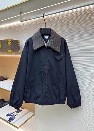 Чоловіча куртка бомбер з бавовни шкіряним коміром bottega veneta