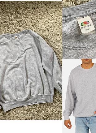 Базовий сірий чоловічий світшот оверсайз fruit of the loom,p.xl