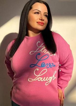Светр жіночий рожевий love l-xl