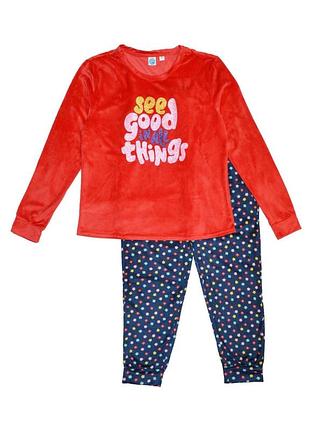 Комбінована велюрова піжама(реглан+штани) sorbetto m, l, xl l