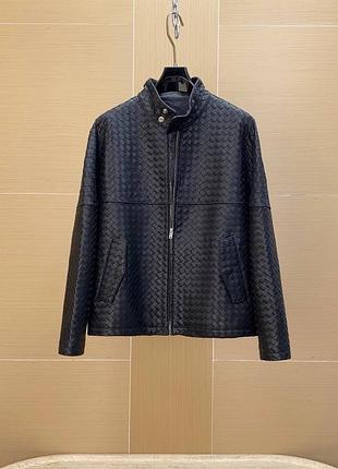 Чоловіча плетена куртка авіатор з натуральної шкіри bottega veneta