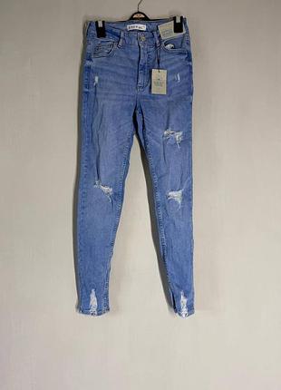 Новые рваные джинсы скинни denim co. с высокой посадкой (eur 38 / u9 10, органический хлопок)