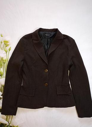 Коричневый приталенный женский жакет пиджак, размер l/xl.