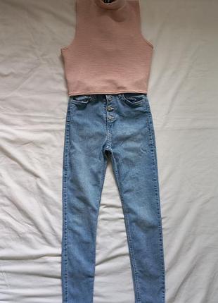 Подростковый модный сет 🌸 джинсы h&amp;m (рост 146) + кроп-топ new look (xs)